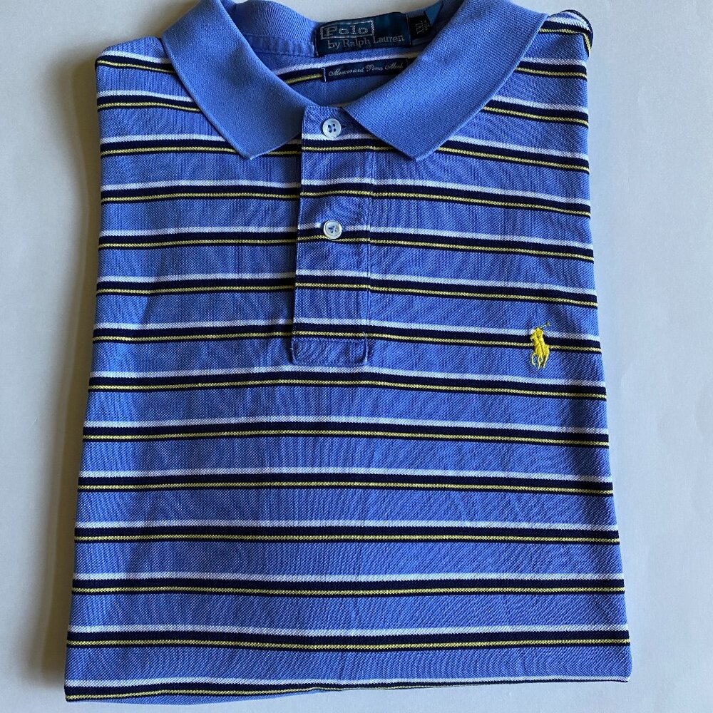 Polo Ralph Lauren Mercerized Pima Cotton Mesh Striped Short Sleeve Polo Shirt